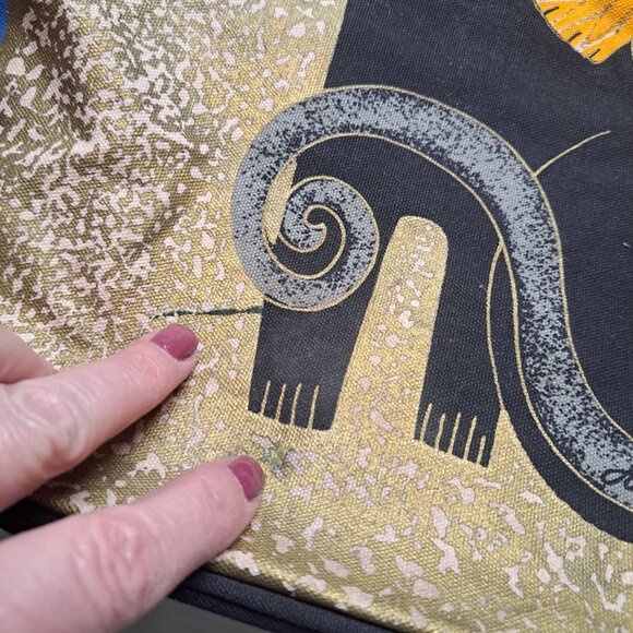 NWT Laurel Burch Cat Parrot Canvas Drawstring Tote Bag 12x14x8 Bag Charm READ - Picture 3 of 9